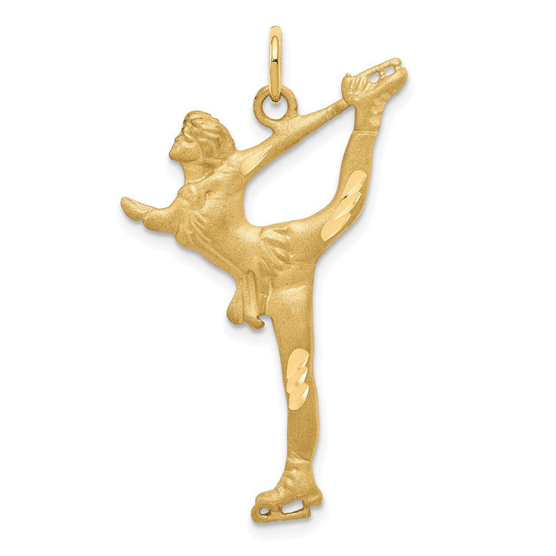 10k Gelbgold massiver Charm mit Diamantschliff, Eiskunstläufer-Motiv