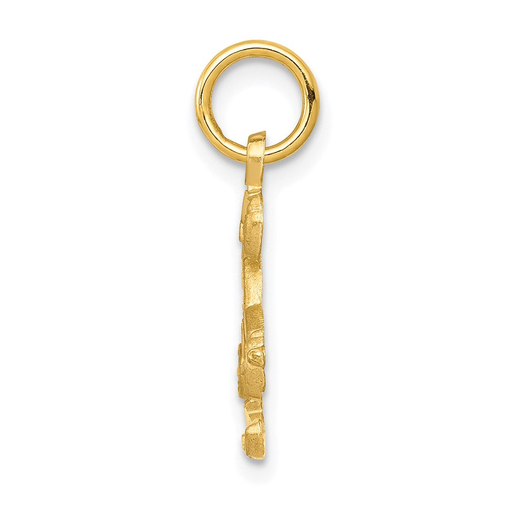 10K Gelbgold Diamantiert Skier Charm