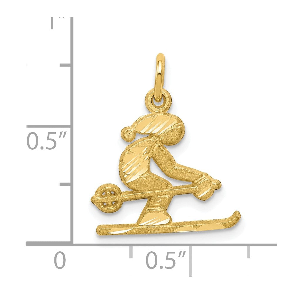 10K Gelbgold Diamantiert Skier Charm