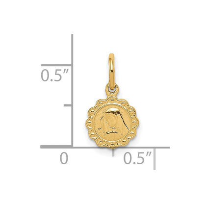 10K Gelbgold Massiv Satiniert Poliert Our Damen Of Sorrows Plättchen Anhänger