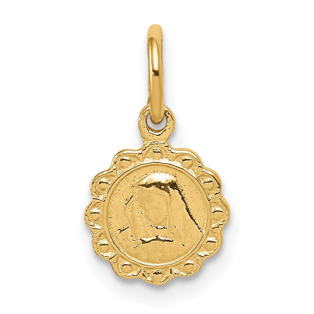 10K Gelbgold Massiv Satiniert Poliert Our Damen Of Sorrows Plättchen Anhänger
