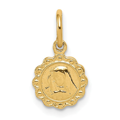 10K Gelbgold Massiv Satiniert Poliert Our Damen Of Sorrows Plättchen Anhänger