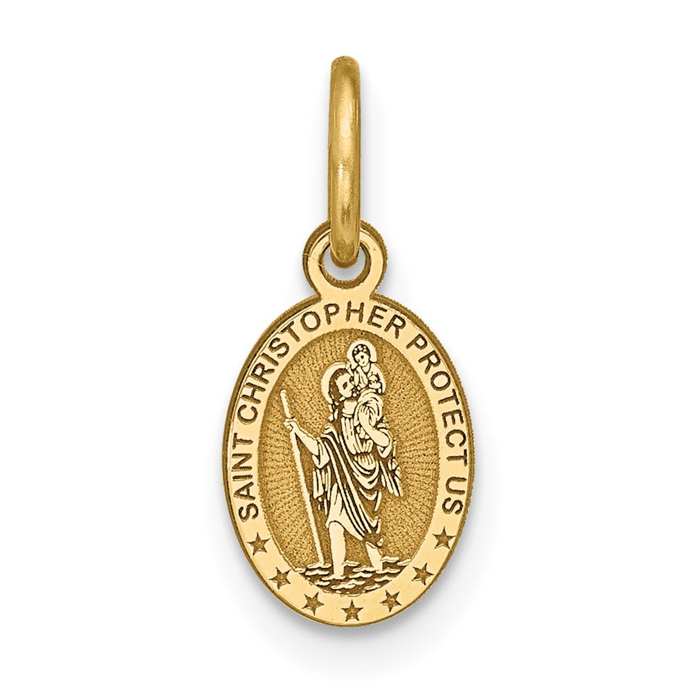 10K Gelbgold Massiv Satiniert Poliert St. Christopher Anhänger
