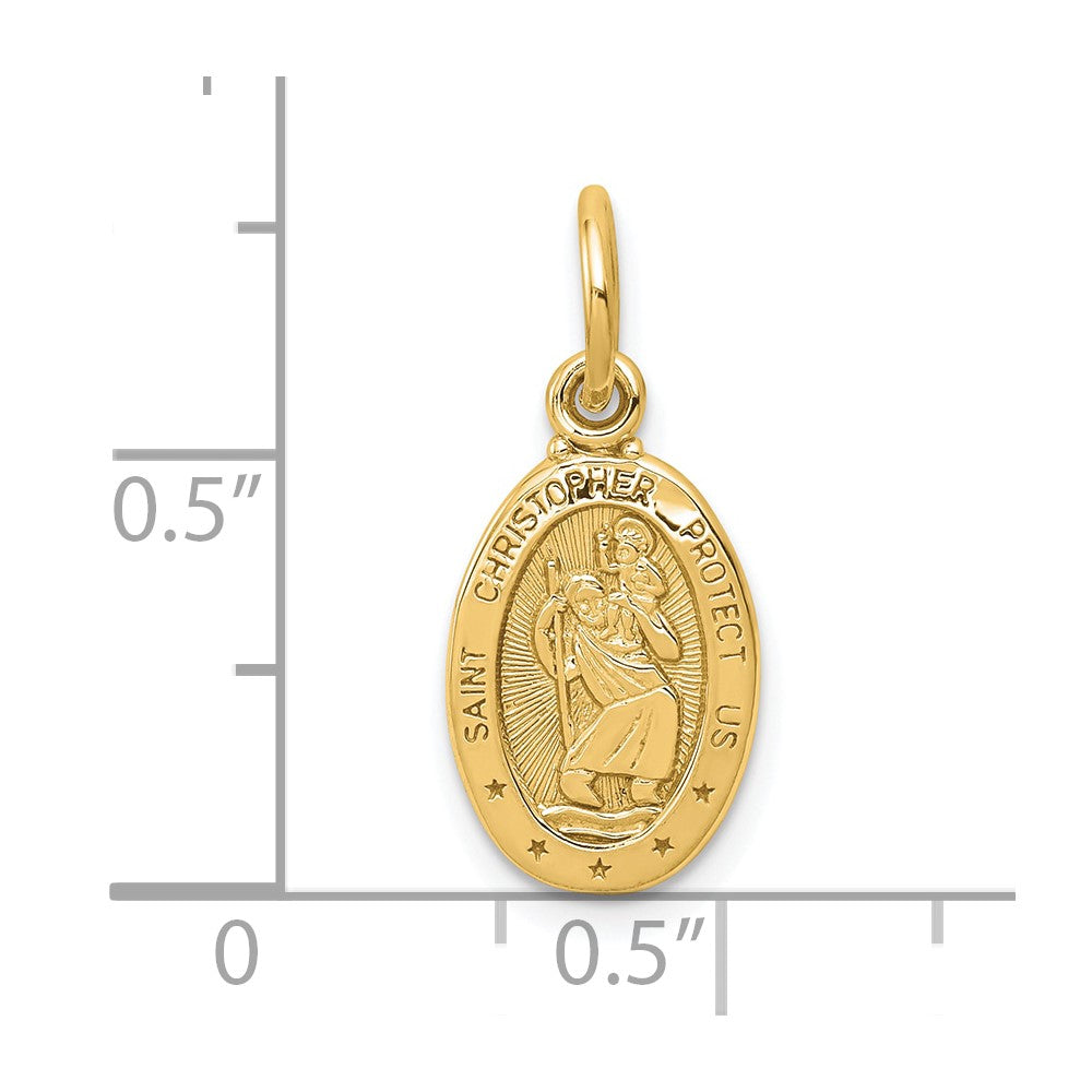 10K Gelbgold Massiv Satiniert Poliert St. Christopher Anhänger