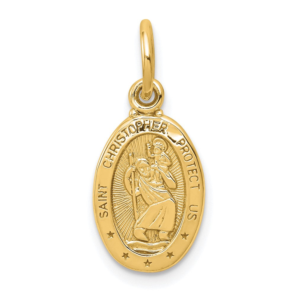 10K Gelbgold Massiv Satiniert Poliert St. Christopher Anhänger