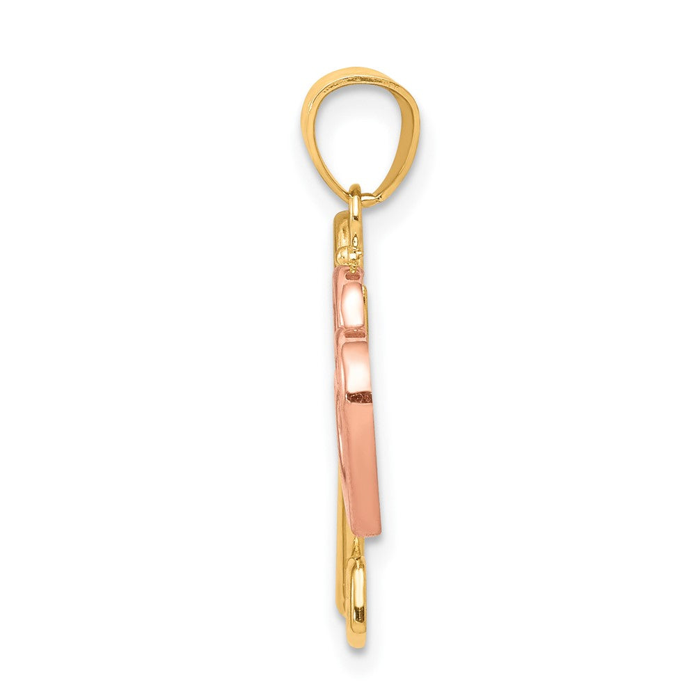 10K Bicolor Herz und Key Charm