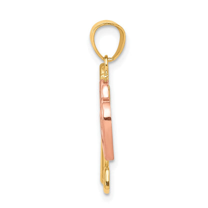 10K Bicolor Herz und Key Charm