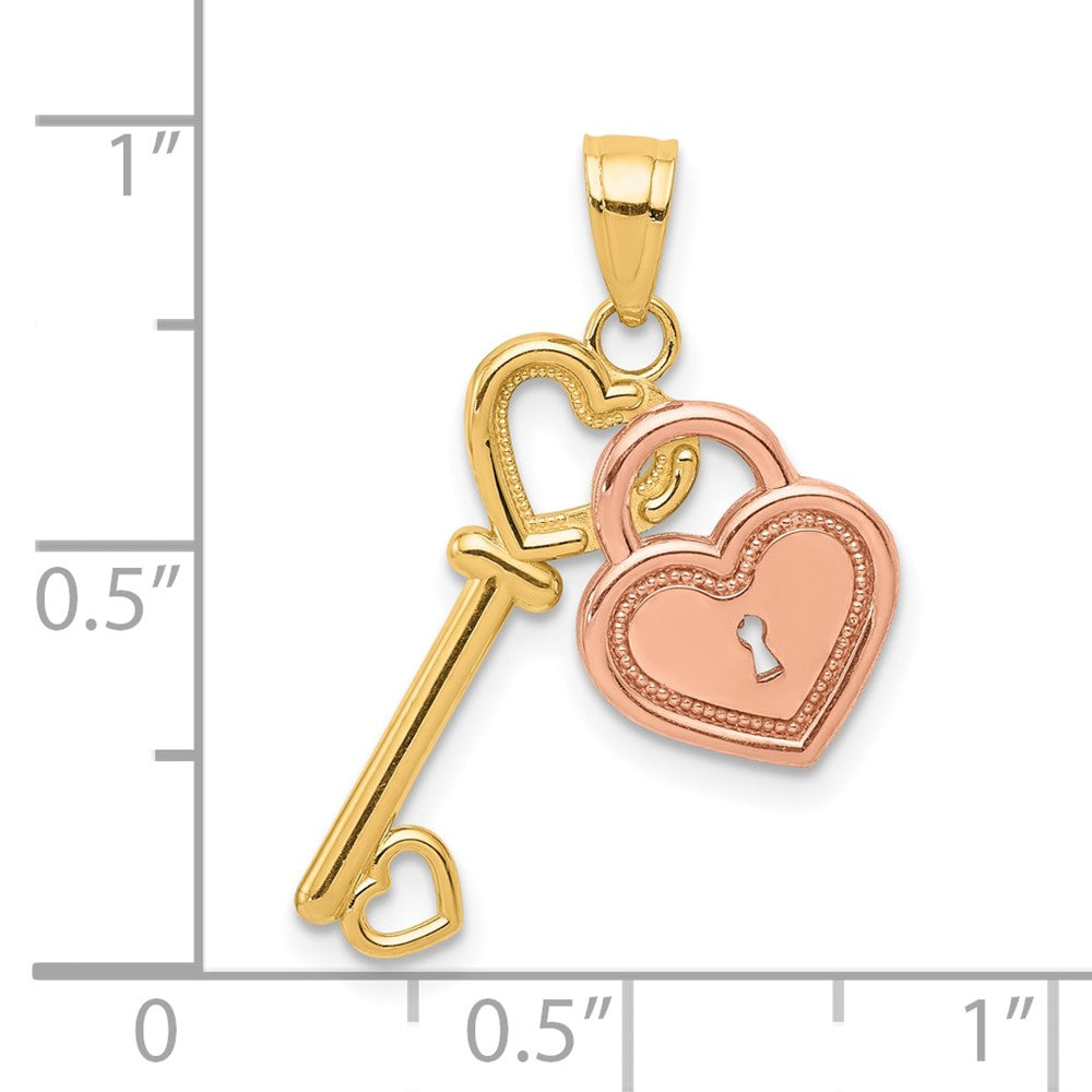10K Bicolor Herz und Key Charm