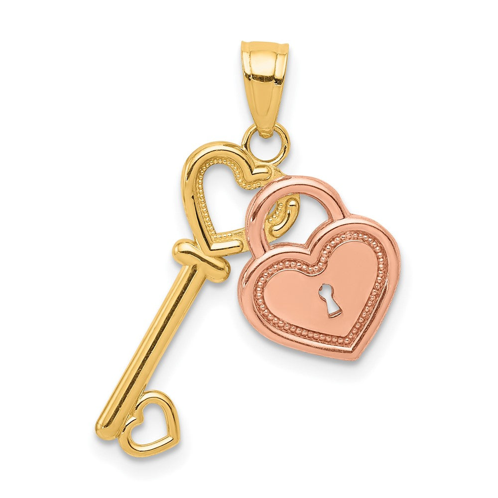 10K Bicolor Herz und Key Charm