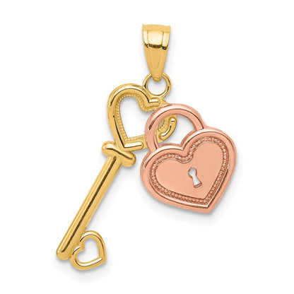 10K Bicolor Herz und Key Charm