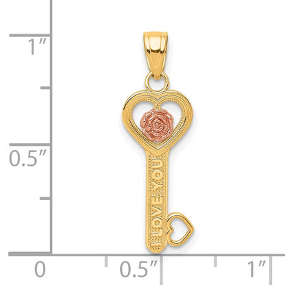 10K Bicolor I Liebe You Key Charm