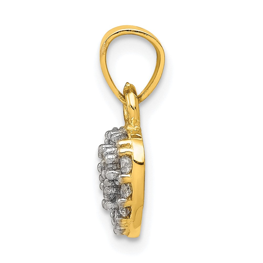 10K Gelbgold Zirkonia Cluster Herz Charm