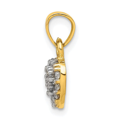 10K Gelbgold Zirkonia Cluster Herz Charm