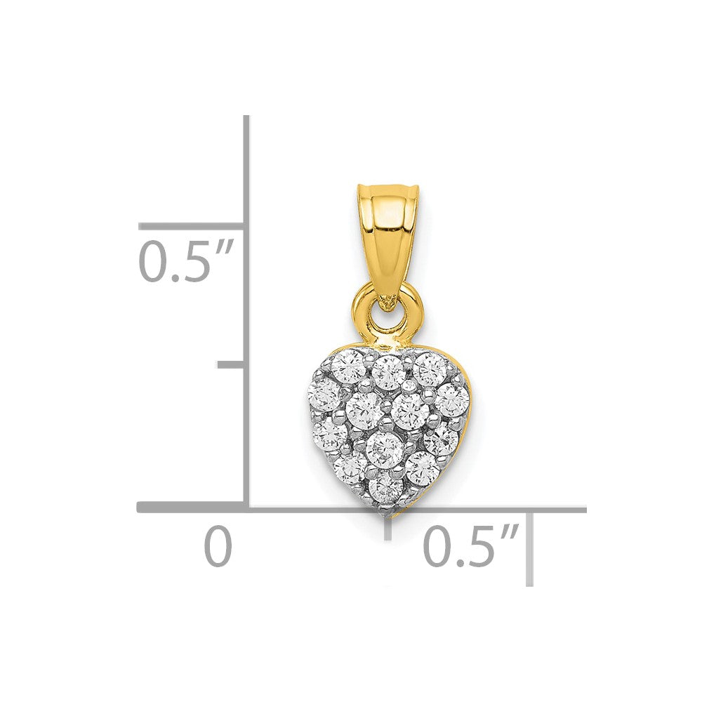 10K Gelbgold 10K Zirkonia Cluster Herz Charm
