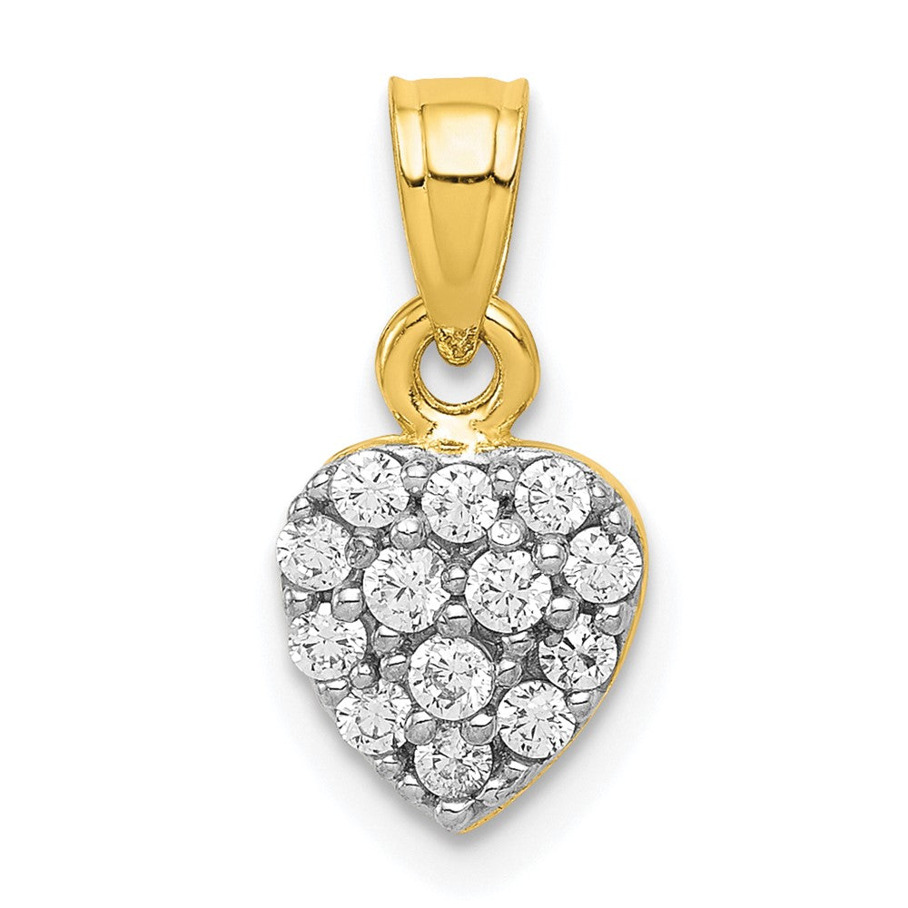 10K Gelbgold Zirkonia Cluster Herz Charm
