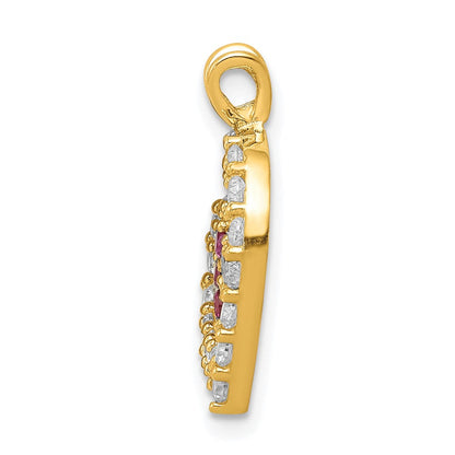 10K Gelbgold Zirkonia Herz & Blume Anhänger