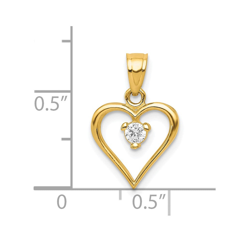 10K Gelbgold Zirkonia Herz Charm