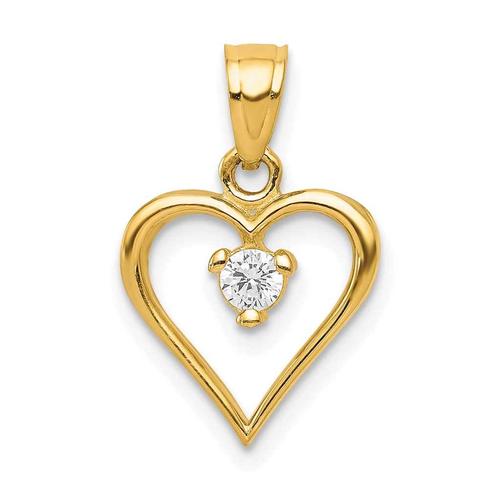 10K Gelbgold Zirkonia Herz Charm