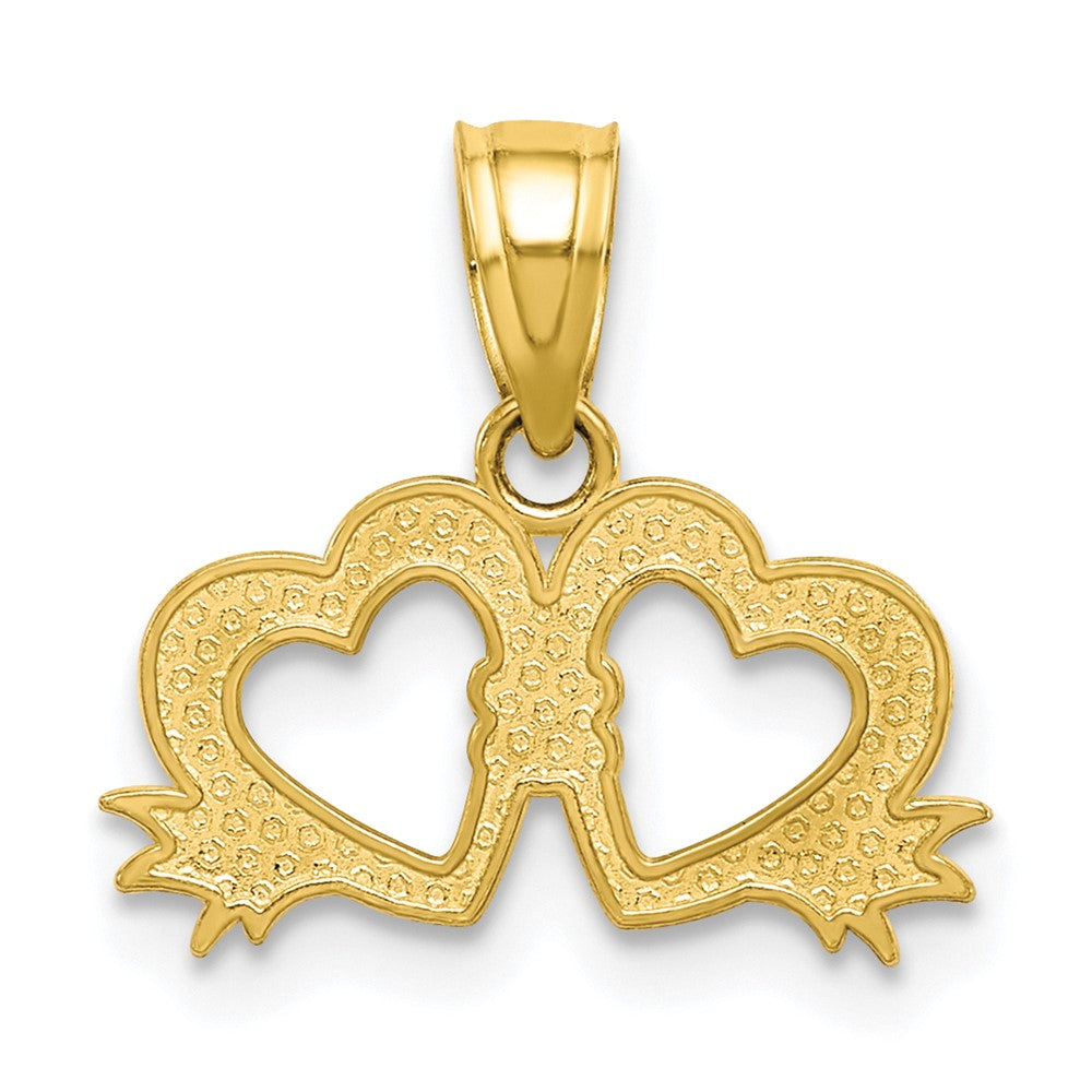 10K Gelbgold Doppelt Herz Charm