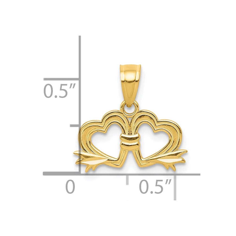 10K Gelbgold Doppelt Herz Charm