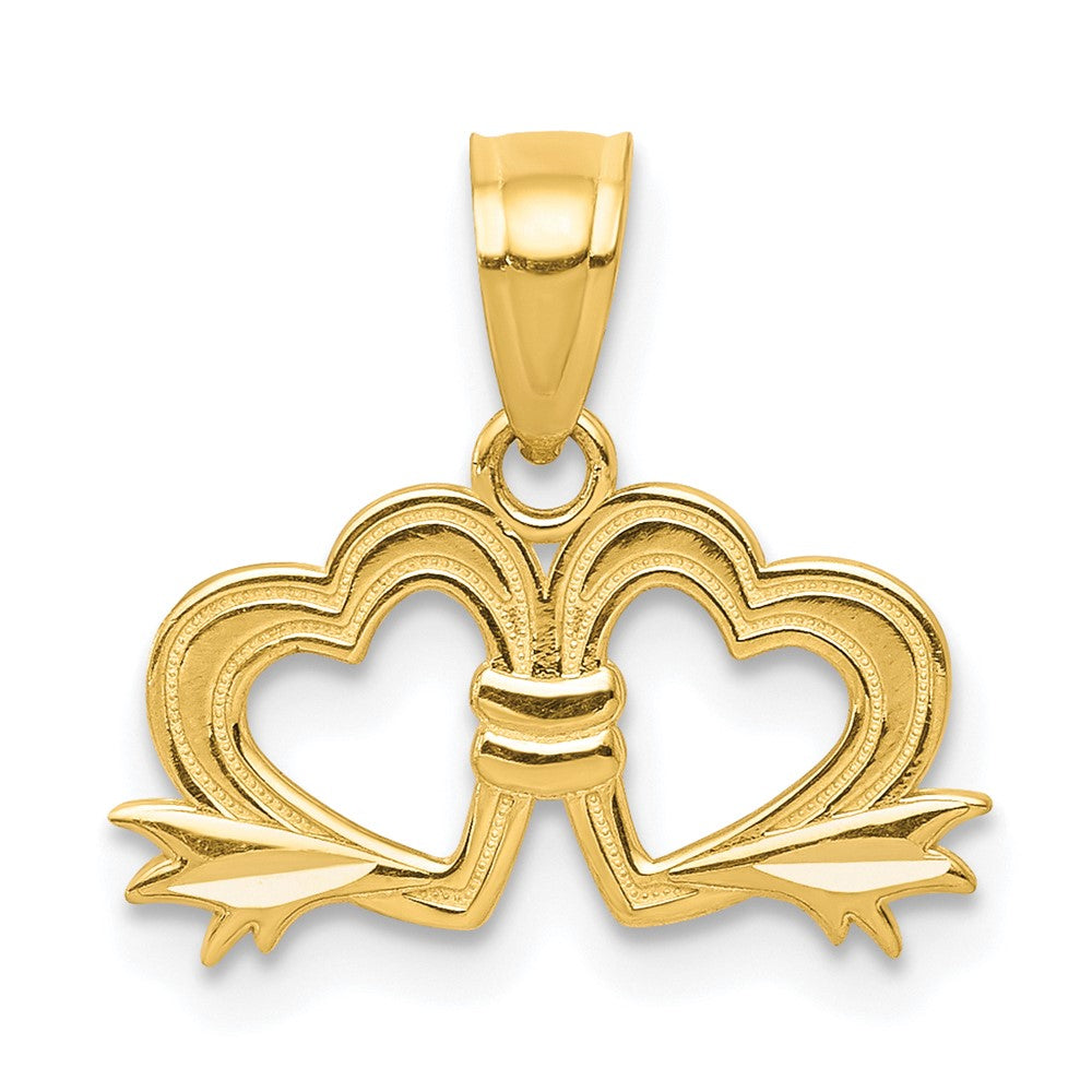 10K Gelbgold Doppelt Herz Charm