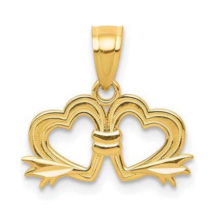 10K Gelbgold Doppelt Herz Charm