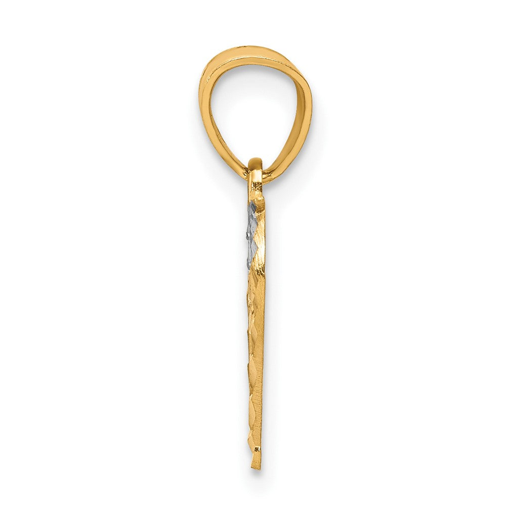 10K Gelb mit Rhodium Herz Charm