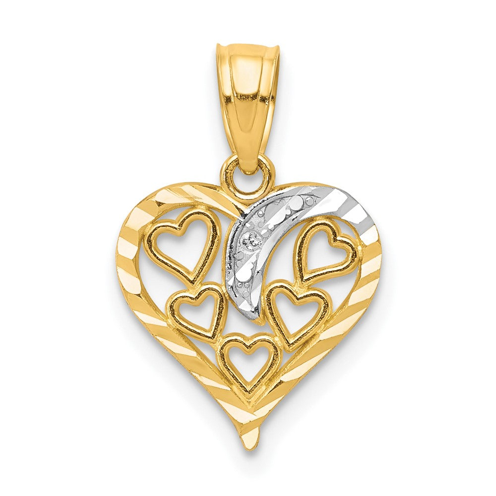 10K Gelb mit Rhodium Herz Charm