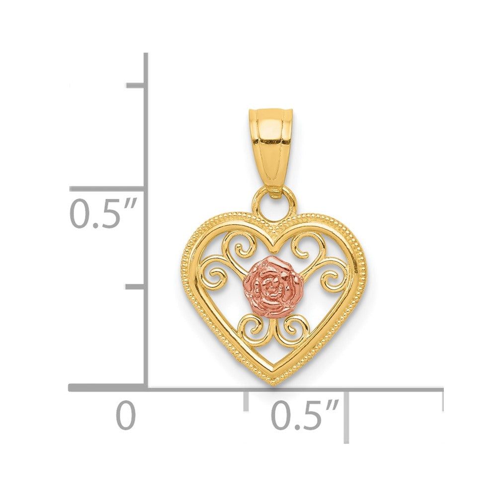 10K Bicolor Klein Herz Charm