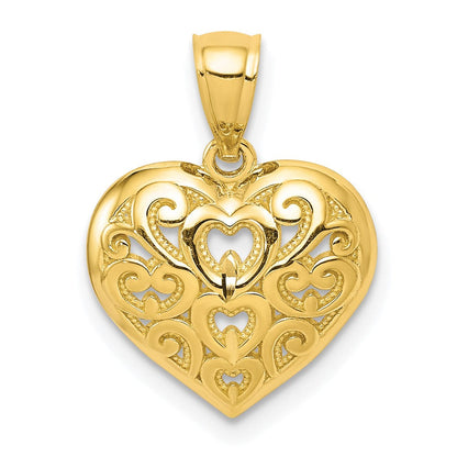 10K Gelbgold Diamantiert Herz Charm