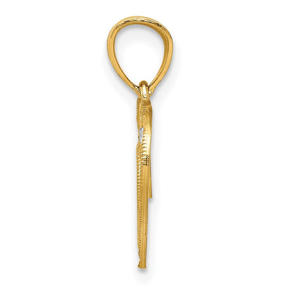10K Gelb mit Rhodium Herz Charm