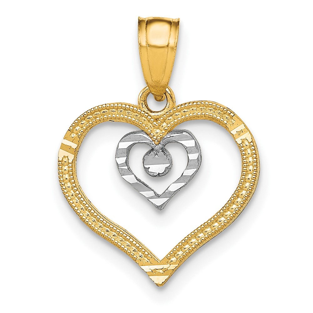 10K Gelb mit Rhodium Herz Charm