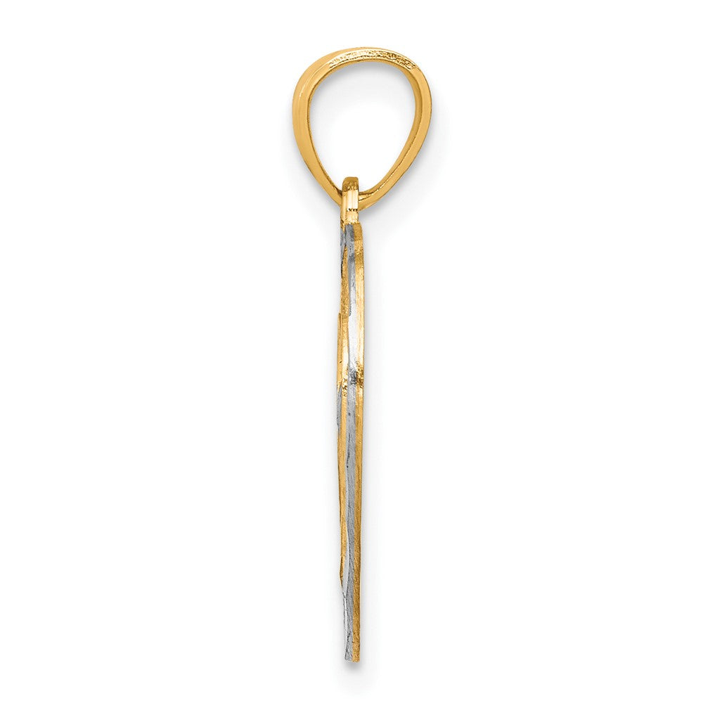 10K Gelb mit Rhodium Herz Charm