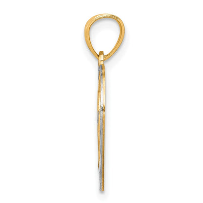 10K Gelb mit Rhodium Herz Charm