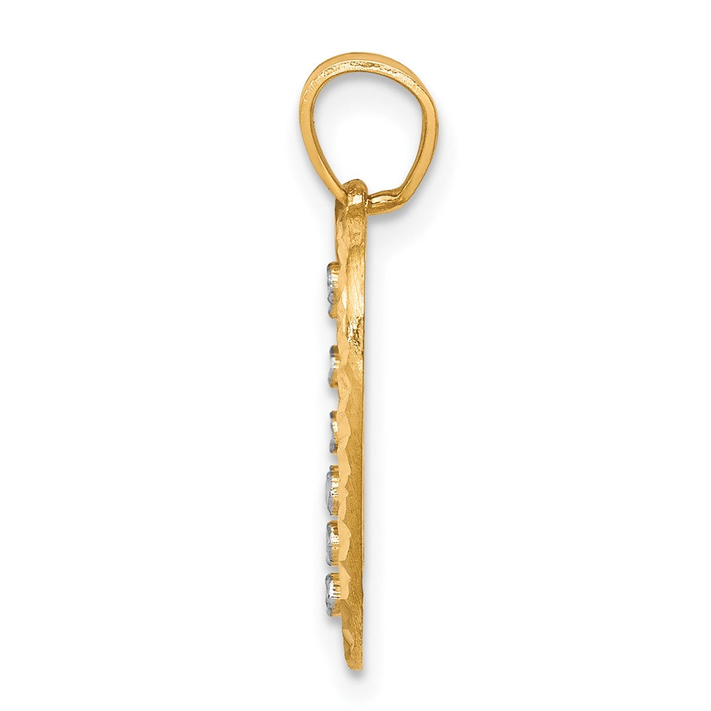 10K Gelb mit Rhodium Herz Charm