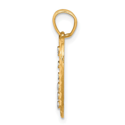 10K Gelb mit Rhodium Herz Charm