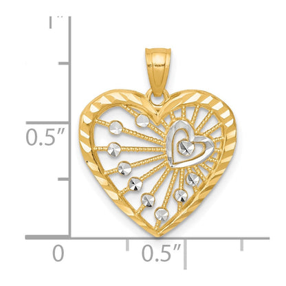 10K Gelb mit Rhodium Herz Charm