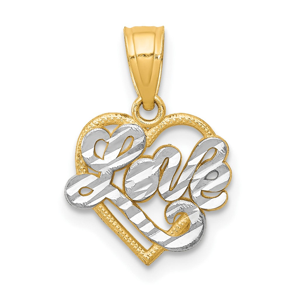 10K Gelb mit Rhodium mit Rhodium Liebe Herz Charm