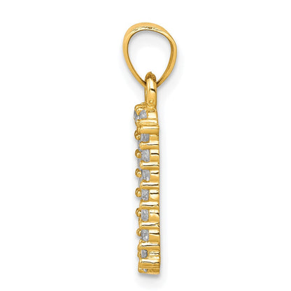 10K Gelb mit Rhodium mit Rhodium Zirkonia I Liebe You Charm