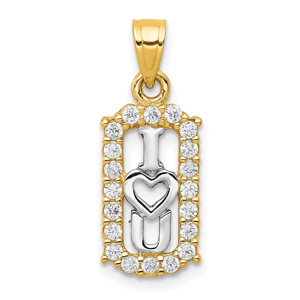 10K Gelb mit Rhodium mit Rhodium Zirkonia I Liebe You Charm