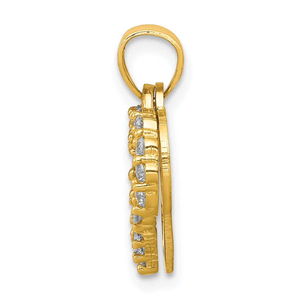 10K Gelbgold Klein Zirkonia I Liebe You Herz Charm