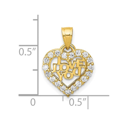 10K Gelbgold Klein Zirkonia I Liebe You Herz Charm