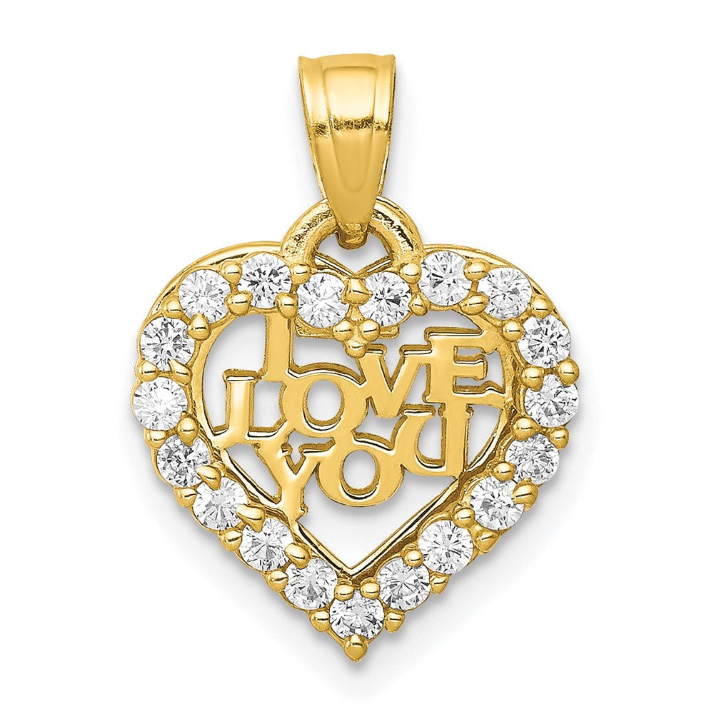 10K Gelbgold Klein Zirkonia I Liebe You Herz Charm