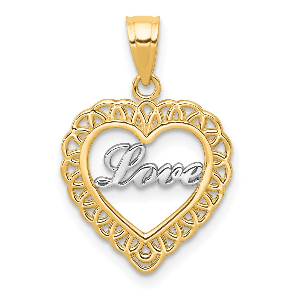 10K Gelb mit Rhodium mit Rhodium Liebe Herz Charm