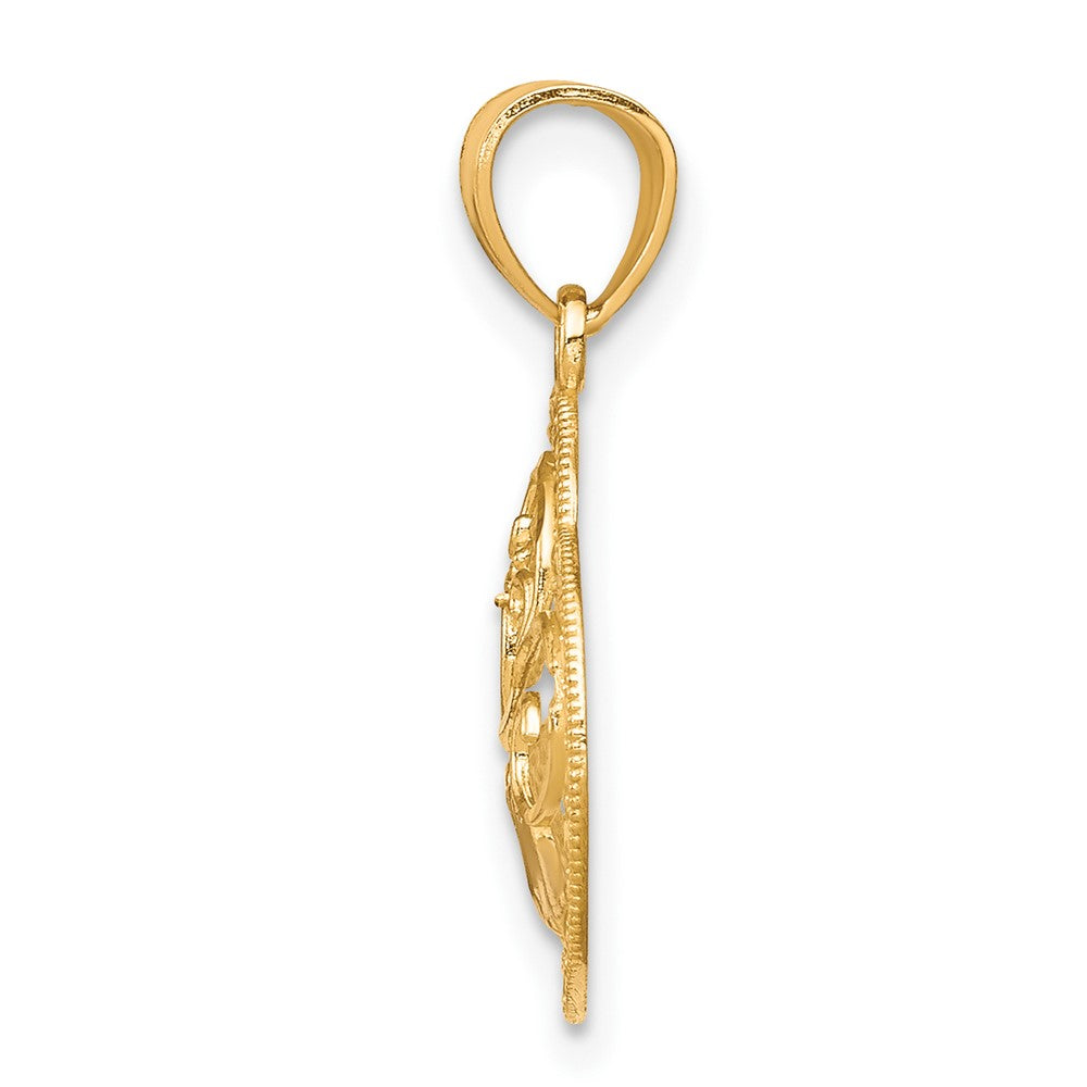 10K Gelb mit Rhodium & Rhodium Mama Herz Charm