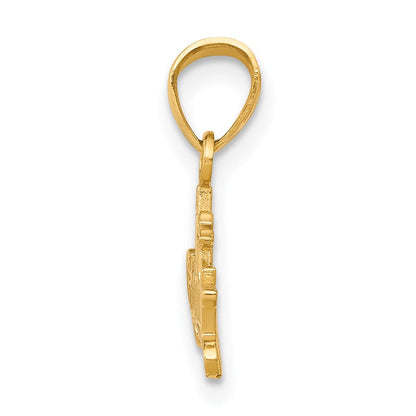 10K Gelb mit Rhodium #1 Patin Charm