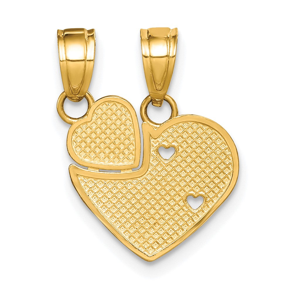 10K Gelbgold Big Sis, Lil Sis Break-apart Herz Charm