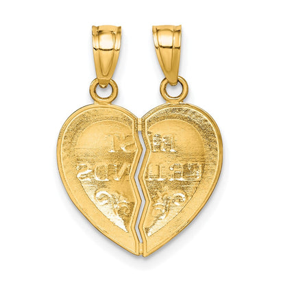 10K Gelbgold Beste Friends Break-a-part Herz Anhänger