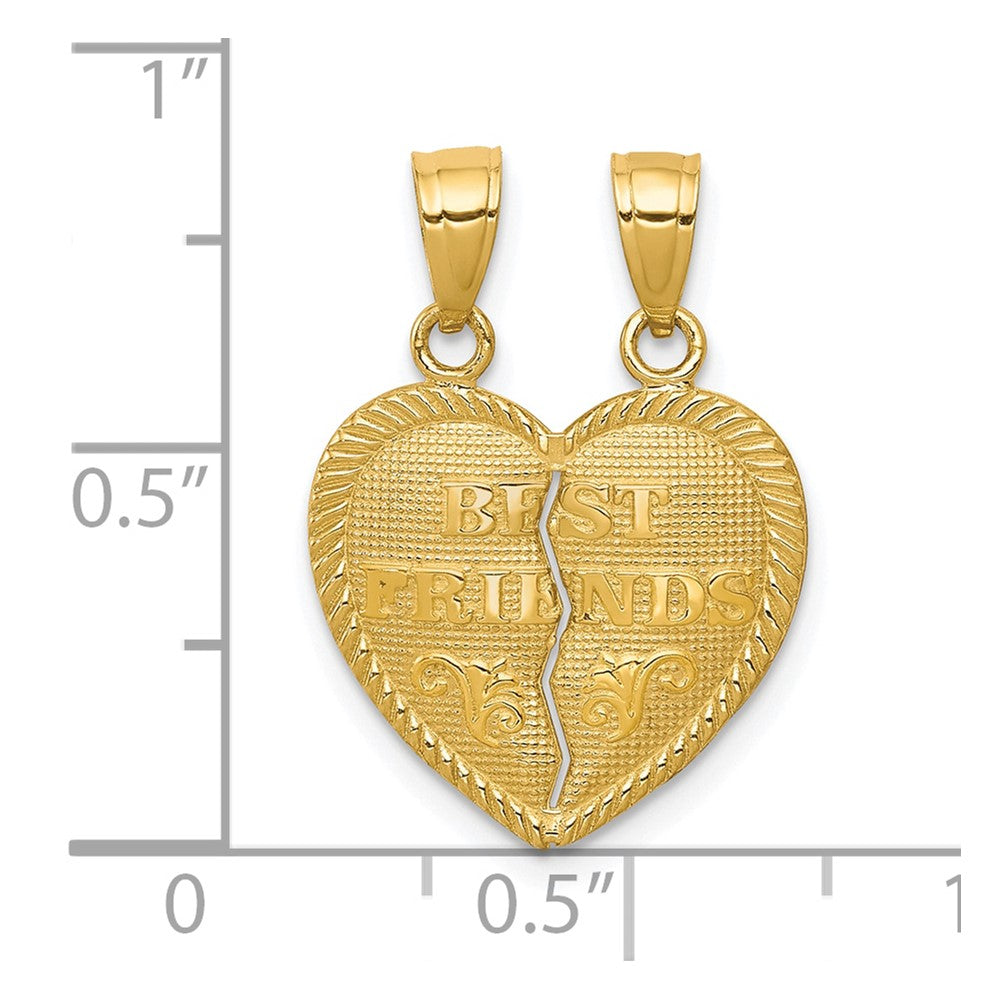 10K Gelbgold Beste Friends Break-a-part Herz Anhänger