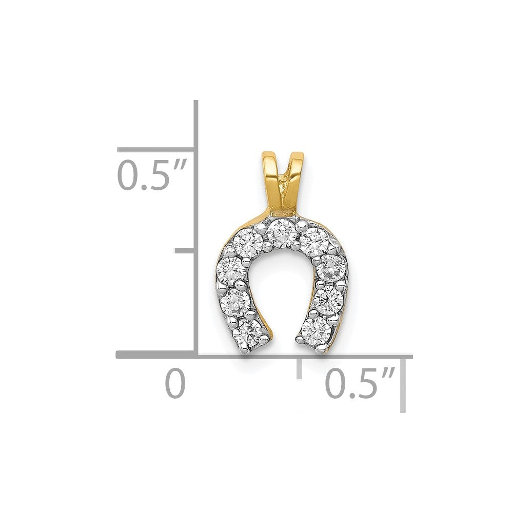10K Gelbgold Klein Zirkonia Hufeisen Charm